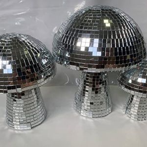 Mushroom psychedelic Hologram silver mirror sequin rave trip art decor room home